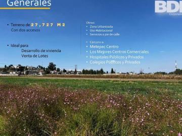Terreno en venta para desarrollo habitacional en Metepec – 27,727 m²