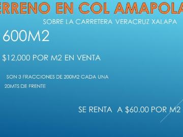 Terreno en venta y renta Col. Amapolas