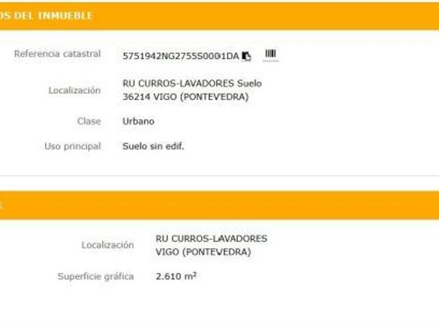 Terreno Rústico de 3.793 m2 en Vigo LAVADORES