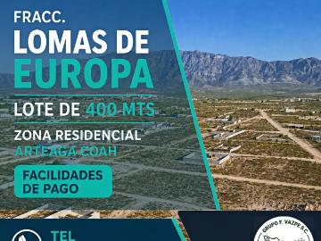 Terreno Residencial de 400 m² en Venta | Lomas de Europa, Arteaga