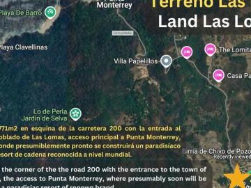 Terreno sobre Carr 200 en esquina con la Entrada a Las Palmas y a Playa MTY