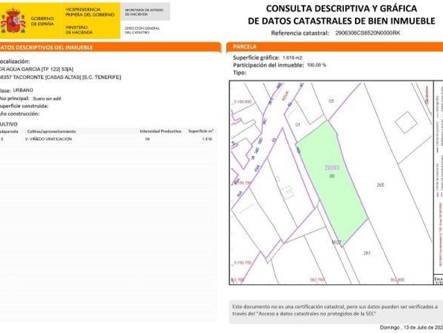 TERRENO URBANIZABLE EN AGUA GARCIA TACORONTE
