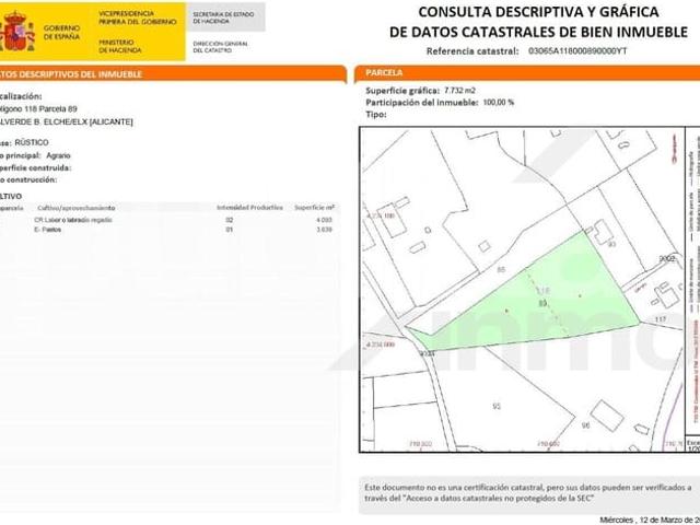 Terreno/Finca Rústica en venta en Valverde, Alicante Costa Blanca