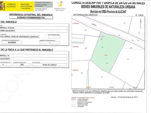 Terreno/Finca Rústica en venta en Orba, Alicante Costa Blanca