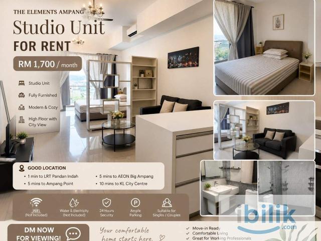 ✨ THE ELEMENTS AMPANG – STUDIO UNIT FOR RENT ✨