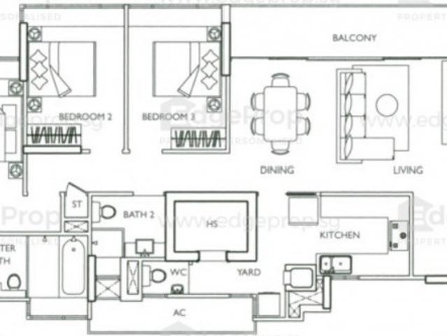 The Esta Condominium For Rent, $8,000, 3 Bed 3 Bath 1,346 sqft $5.94 psf