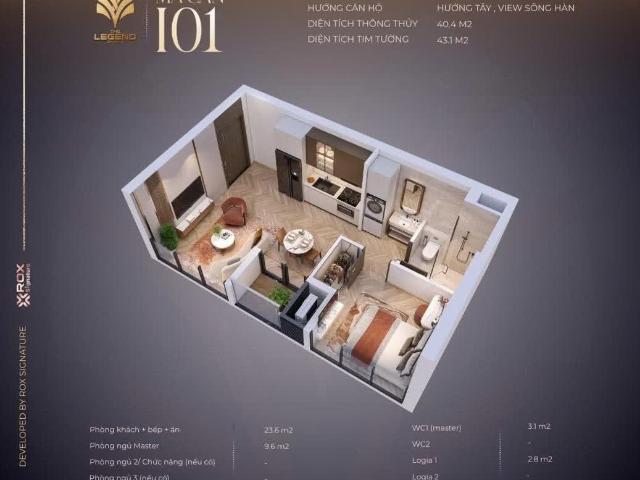The Legend: Sở hữu ngay khi TT 1,5 tỷ Căn 1PN 54,6m² Trước khi tăng giá vào 1/10 CK đến 12%