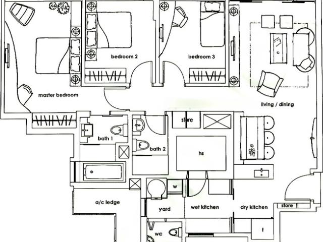 The Nexus Condominium For Rent, $6,200, 3 Bed 3 Bath 1,206 sqft $5.14 psf