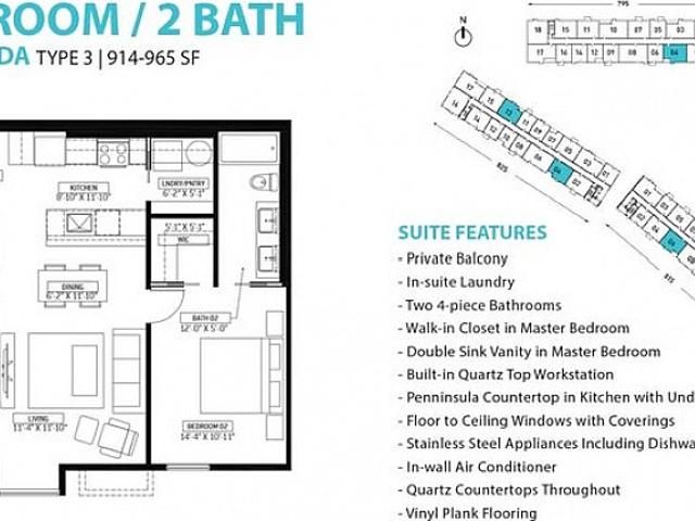 the Spot* Sublet Apt 2 Bed 2 Bath 965 Sq Ft