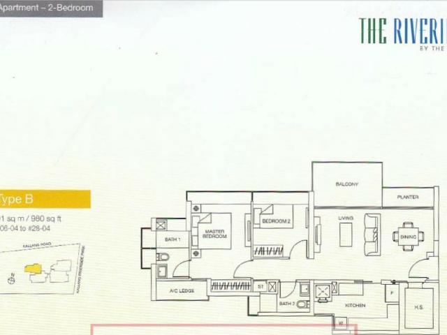 The Riverine By The Park Apartment For Sale, $2,100,000, 2 Bed 2 Bath 980 sqft $2,143.00 psf