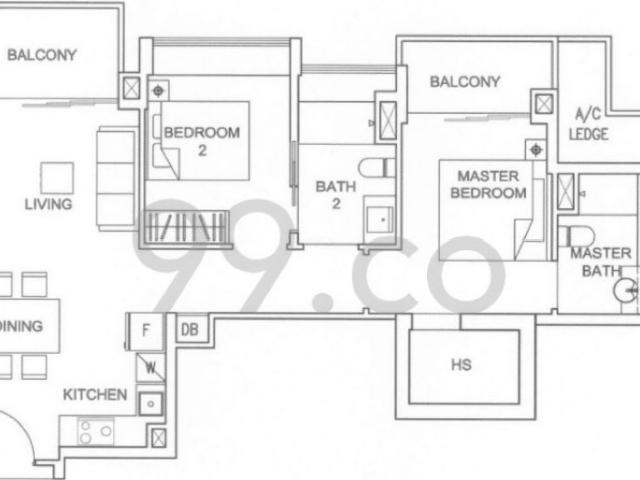 The Waterline Condominium For Rent, $4,000, 2 Bed 2 Bath 1,485 sqft $2.69 psf