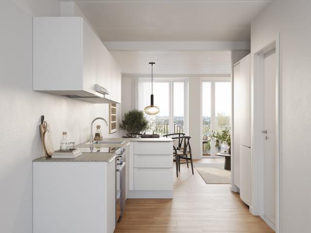 Lyse 3 værelses på øverste etage med stor altan