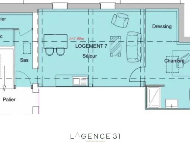 TOULOUSE Quartier les Chalets 2 Pièces 38 m2