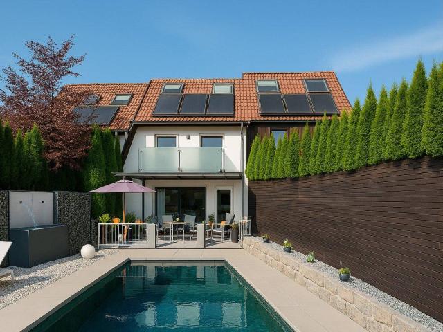 Traumhaft schöne, moderne Reihenvilla mit Pool, Garten, Terrasse und Garage ideale Lage in Hallwang mit schönem Ausblick!
