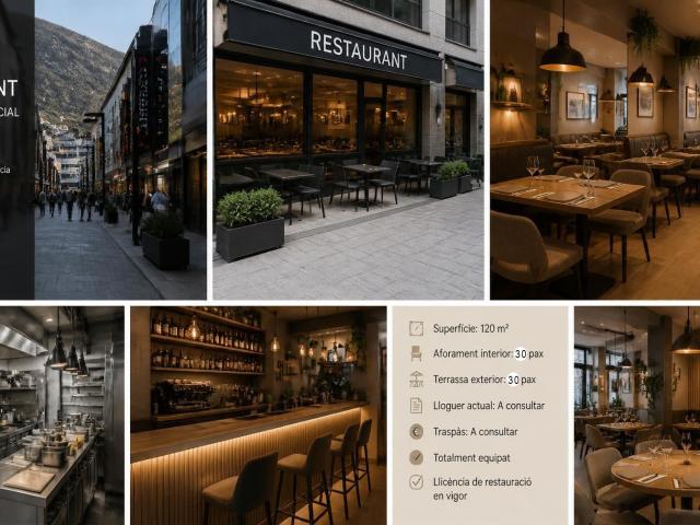 ️ TRASPASO DE RESTAURANTE Céntrica ubicación en zona comercial de Andorra la Vella
