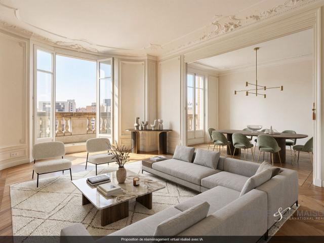 Très bel appartement familial et de réception 6P 4 ch/ 214m2 + studio 17 m2 VUE PANORAMIQUE SUR LE PORT DE PARIS