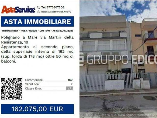 Tribunale Bari RGE 177/2020 LOTTO U Tribunale Bari RGE 177/2020 LOTTO U ASTA 22/07/2026