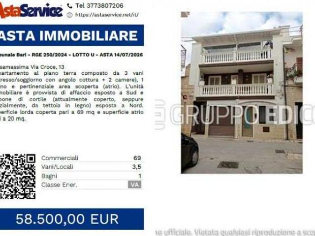 Tribunale Bari RGE 250/2024 LOTTO U Tribunale Bari RGE 250/2024 LOTTO U ASTA 14/07/2026