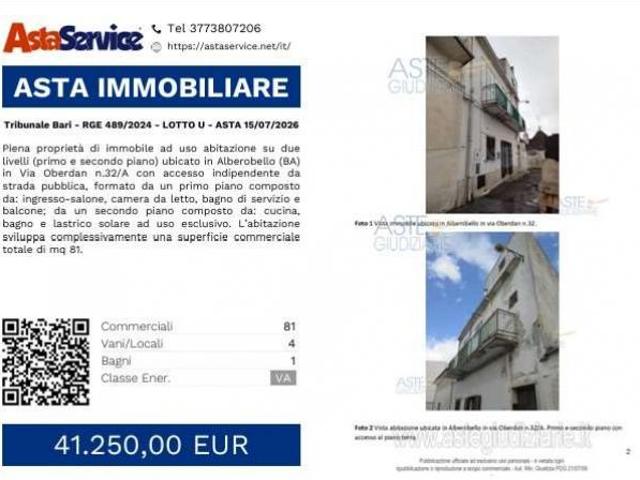 Tribunale Bari RGE 489/2024 LOTTO U Tribunale Bari RGE 489/2024 LOTTO U ASTA 15/07/2026