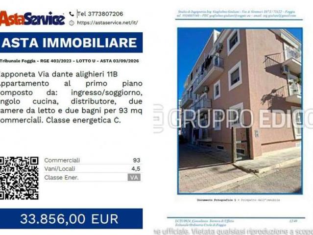 Tribunale Foggia RGE 403/2023 LOTTO U Tribunale Foggia RGE 403/2023 LOTTO U ASTA 03/09/2026