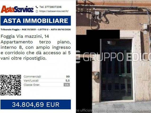 Tribunale Foggia RGE 51/2021 LOTTO U Tribunale Foggia RGE 51/2021 LOTTO U ASTA 09/10/2026