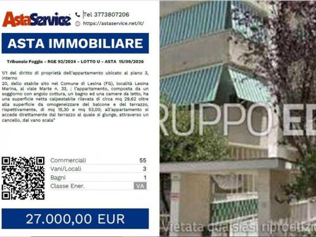 Tribunale Foggia RGE 92/2024 LOTTO U Tribunale Foggia RGE 92/2024 LOTTO U ASTA 15/09/2026