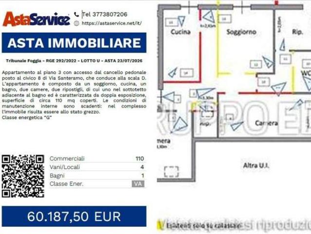 Tribunale Foggia RGE 292/2022 LOTTO U Tribunale Foggia RGE 292/2022 LOTTO U ASTA 23/07/2026