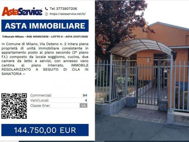 Tribunale Milano RGE 40509/2020 LOTTO U Tribunale Milano RGE 40509/2020 LOTTO U ASTA 21/07/2026