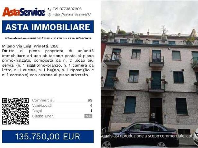 Tribunale Milano RGE 703/2025 LOTTO U Tribunale Milano RGE 703/2025 LOTTO U ASTA 16/07/2026