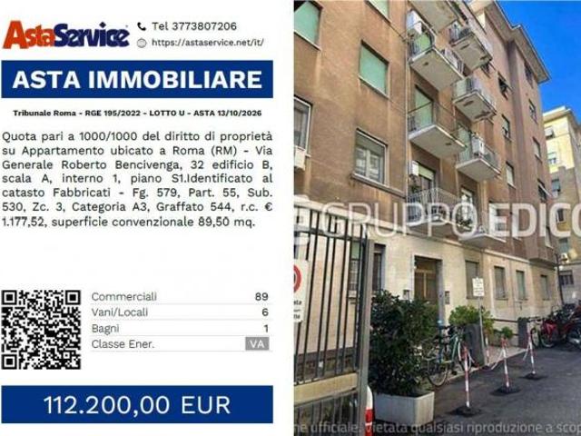 Tribunale Roma RGE 195/2022 LOTTO U Tribunale Roma RGE 195/2022 LOTTO U ASTA 13/10/2026