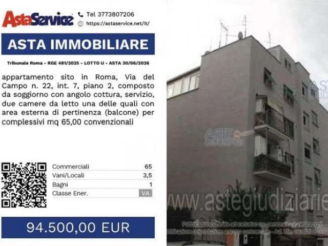 Tribunale Roma RGE 481/2025 LOTTO U Tribunale Roma RGE 481/2025 LOTTO U ASTA 30/06/2026