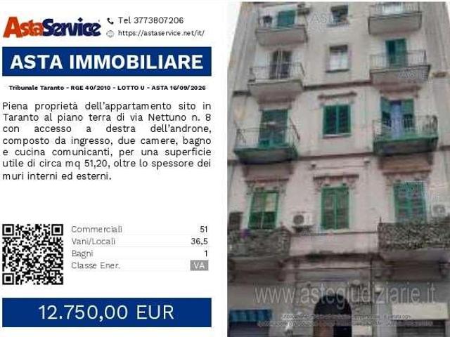 Tribunale Taranto RGE 40/2010 LOTTO U Tribunale Taranto RGE 40/2010 LOTTO U ASTA 16/09/2026