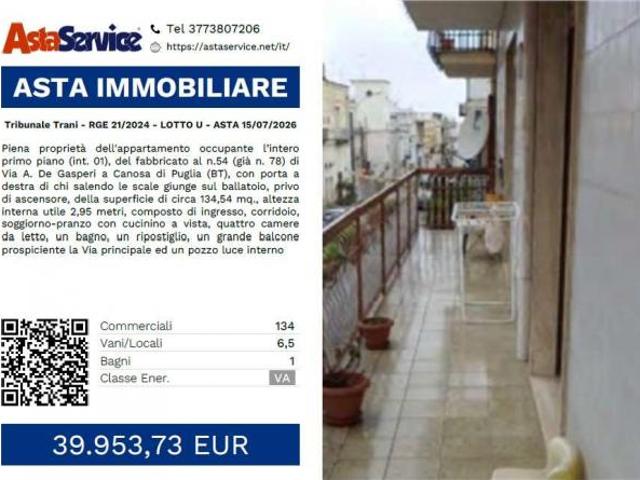 Tribunale Trani RGE 21/2024 LOTTO U Tribunale Trani RGE 21/2024 LOTTO U ASTA 15/07/2026