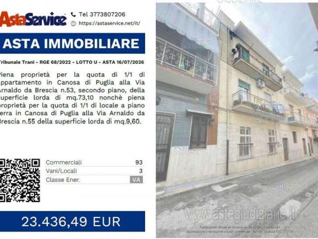 Tribunale Trani RGE 68/2022 LOTTO U Tribunale Trani RGE 68/2022 LOTTO U ASTA 16/07/2026