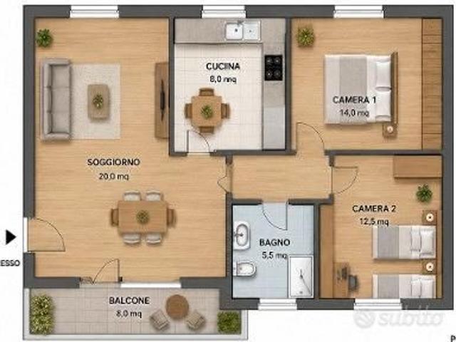 Trilocale con balcone a 750 euro TUTTO INCLUSO
