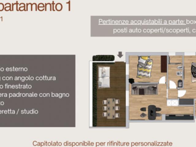 Trilocale in centro con giardino