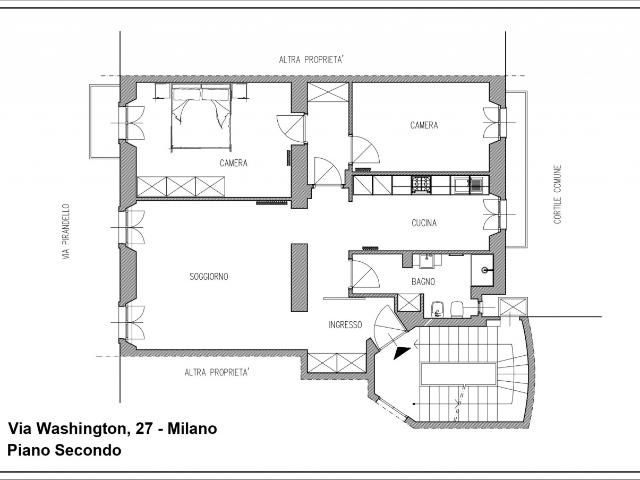 Trilocale in affitto in via washington, Milano