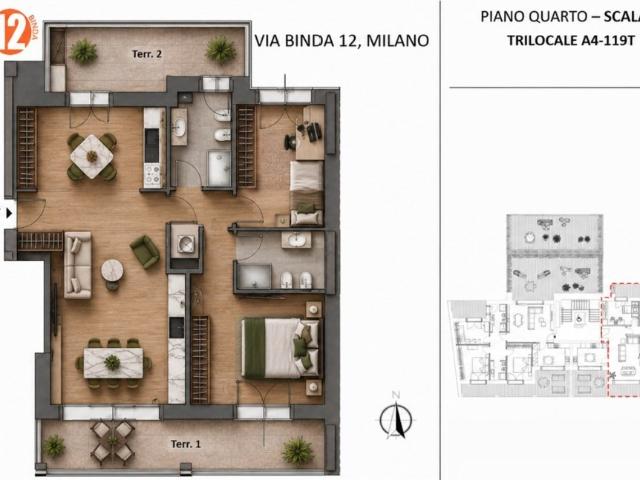 Trilocale in vendita a Milano via Binda 12