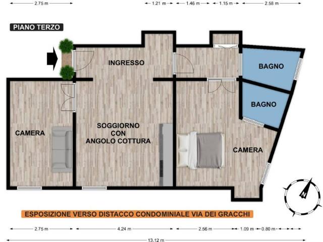 Trilocale in vendita a Roma via dei Gracchi, 60, Prati