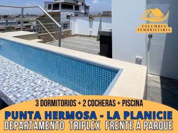 TRIPLEX PENTHOUSE Frente a Parque de 3dorm + 2cocheras + Piscina + 3balcones