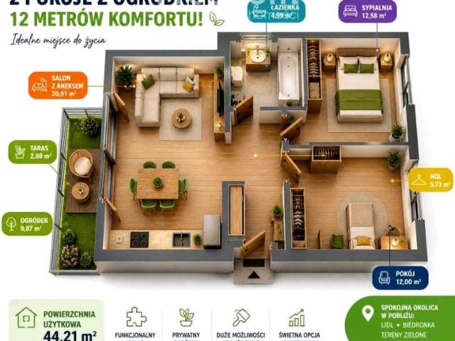 Trzcinowa 44,21 m², Warszawa
