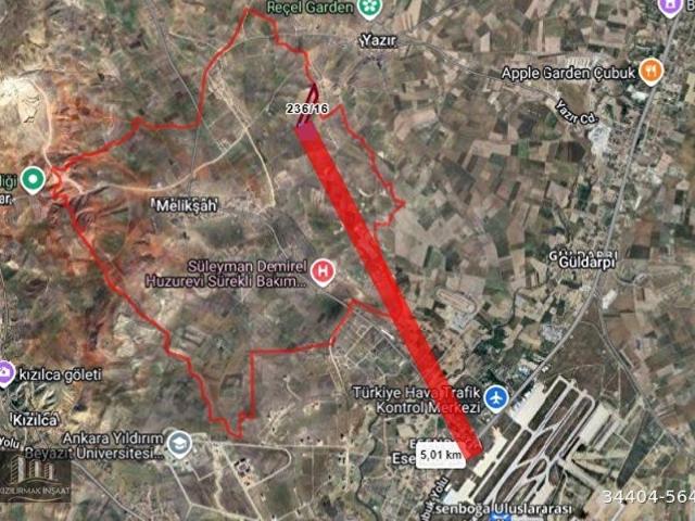 ÇUBUK MELİKŞAH'TA 1000M2 KADASTRO YOLU MEVCUT SATILIK TARLA