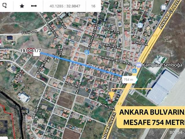ÇUBUK ESENBOĞADA 500 M TEK TAPU SATILIK KÖŞE PARSEL