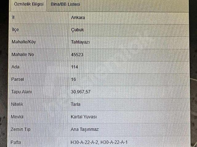 ÇUBUK TAHTAYAZI 775 M2 UYGUN FİYATA TARLA