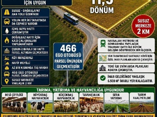 ÇUBUK'TA ANA YOLA SIFIR TEK TAPU TARLA