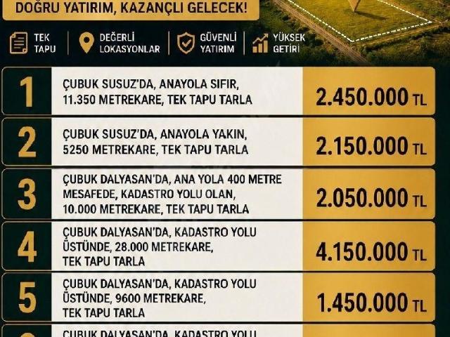 ÇUBUK'TA ANA YOLA SIFIR TEK TAPU TARLA