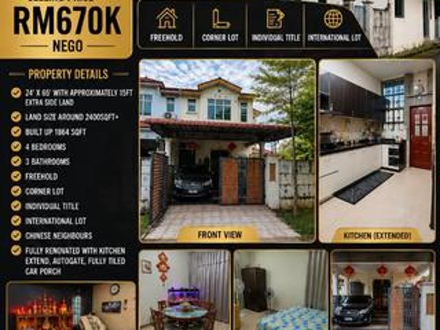 Ulu Tiram Rare Corner Lot For Sale Taman Bestari Indah