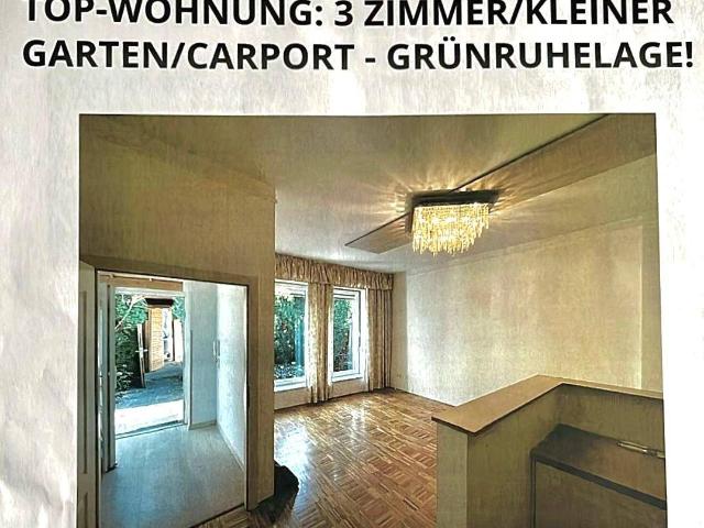 Unbefristete 3 Zimmer Wohnung mit Garten + Carport
