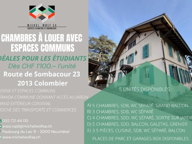Unité avec espaces communs à Colombier