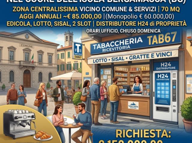 Unica tabaccheria con slot del paese rif. TAB67